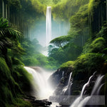 Waterfall In The Amazon Rainforest Landscape Ai Art