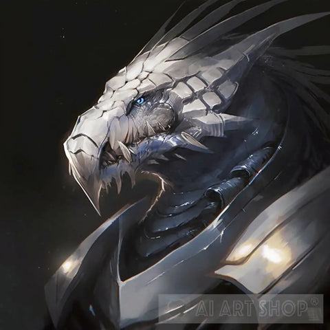 White Dragonborn Knight Ai Artwork
