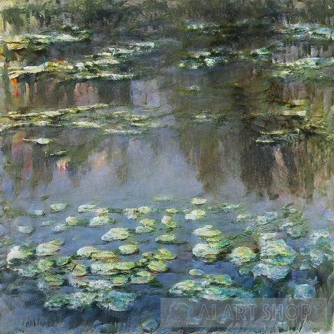 White Water Lilies in a Forest Lake-Painting-AI Art Shop