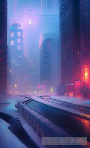 Winter In The Future City 2/4 Ai Artwork