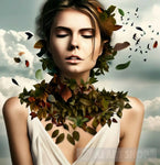 Woman Dressed In Leaves Portrait Ai Art