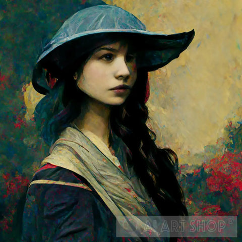 Woman In Hat Portrait Ai Art